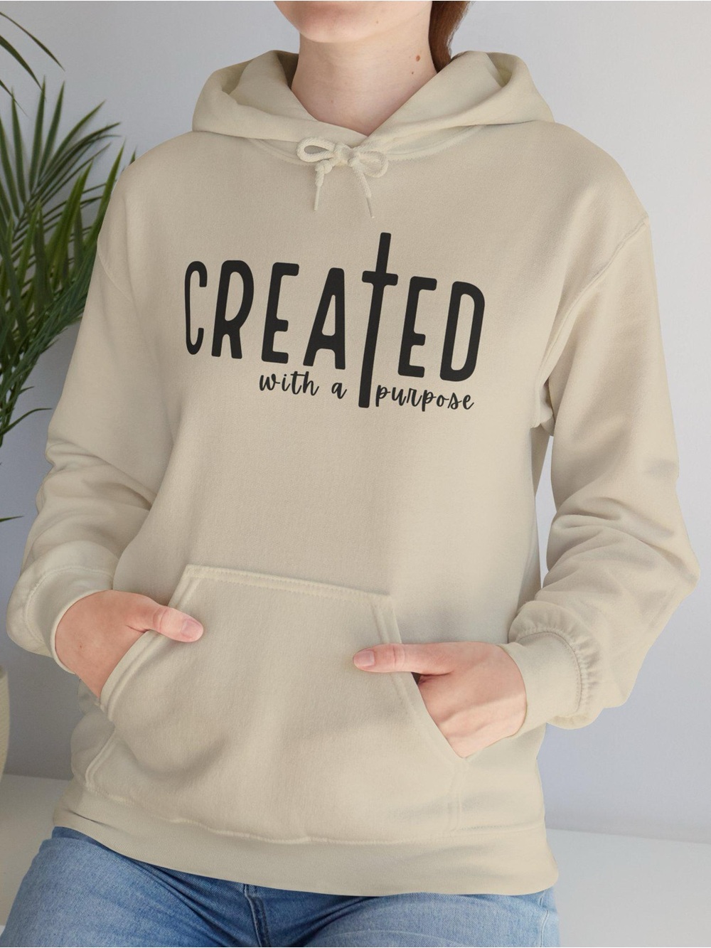 Created With a Purpose Cream Graphic Hoodie